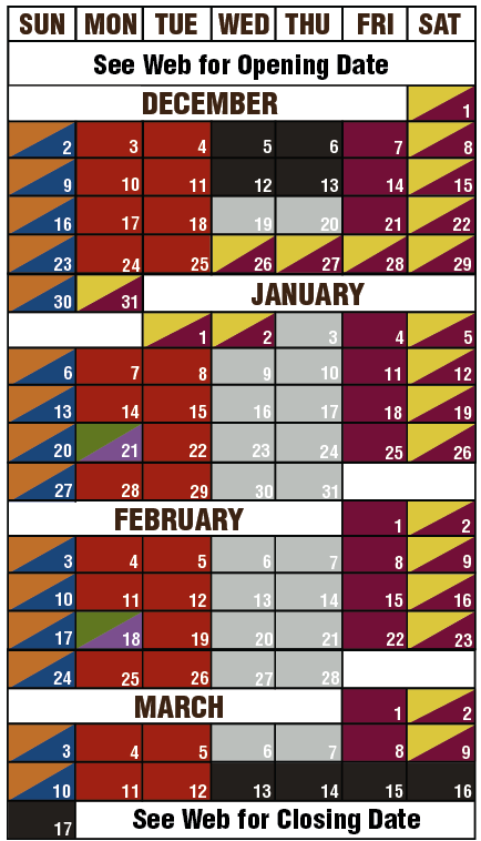 SkiBoard Calendar 2018-19